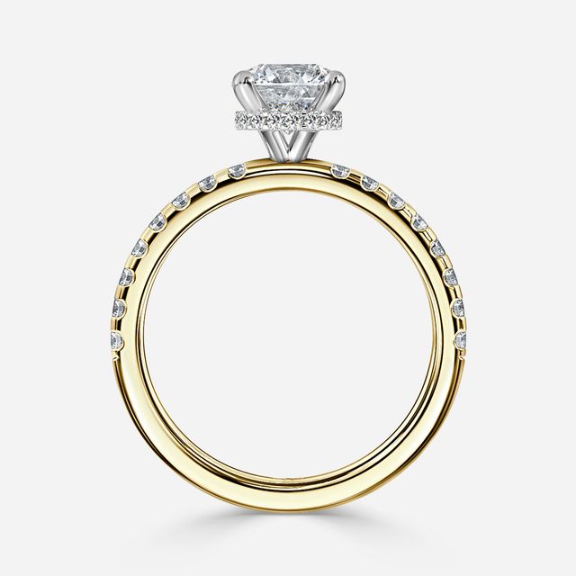 Samara Yellow Gold Two Tone Hidden Halo Engagement Ring