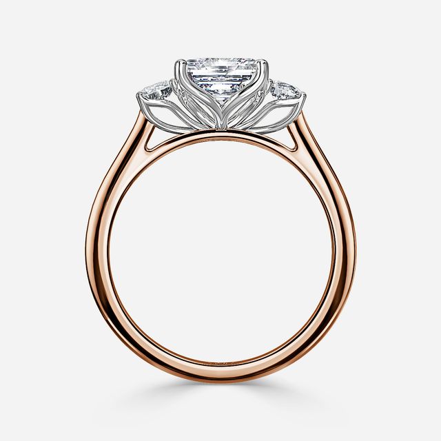 Rohini Rose Gold Two Tone Trilogy Engagement Ring