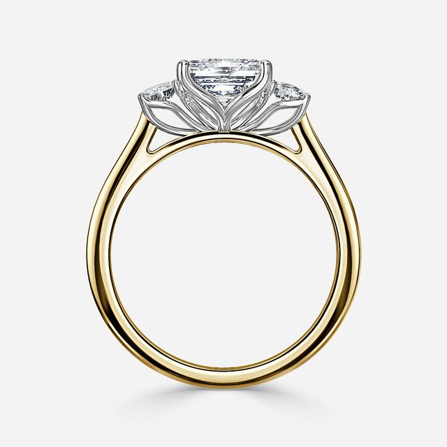 Rohini Yellow Gold Two Tone Trilogy Engagement Ring