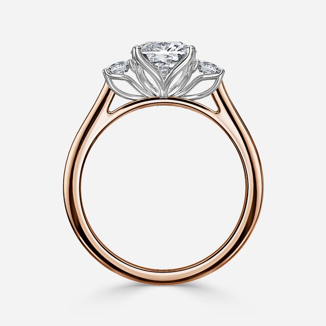 Rohini Rose Gold Two Tone Trilogy Engagement Ring