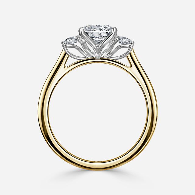 Rohini Yellow Gold Two Tone Trilogy Engagement Ring