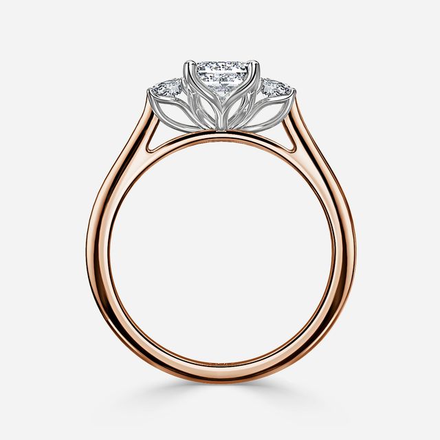 Rohini Rose Gold Two Tone Trilogy Engagement Ring