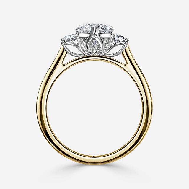 Rohini Yellow Gold Two Tone Trilogy Engagement Ring