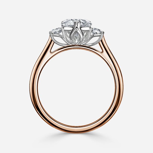 Rohini Rose Gold Two Tone Trilogy Engagement Ring