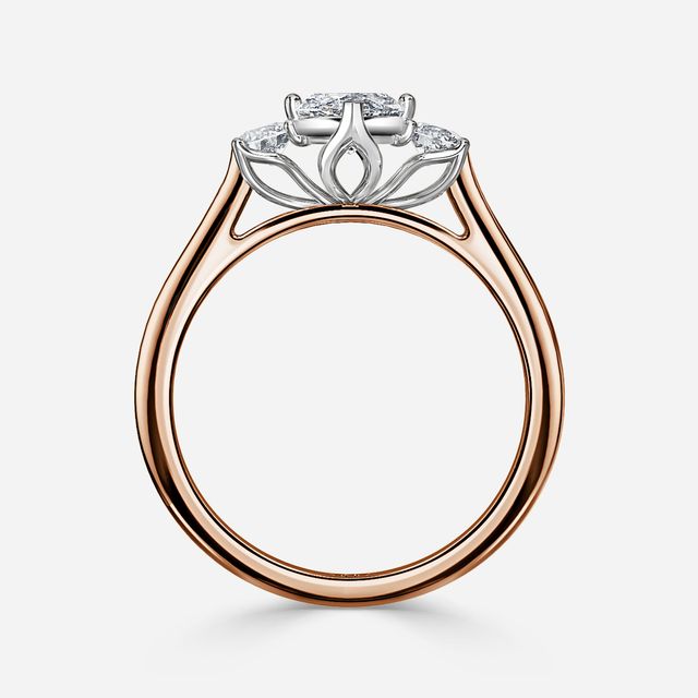 Rohini Rose Gold Two Tone Trilogy Engagement Ring
