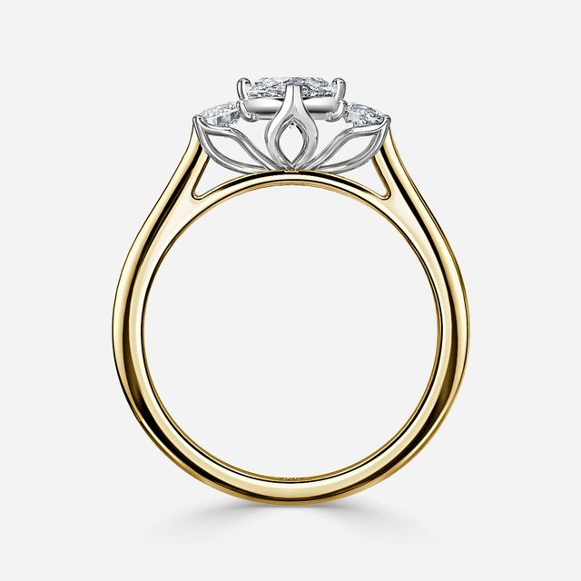 Rohini Yellow Gold Two Tone Trilogy Engagement Ring