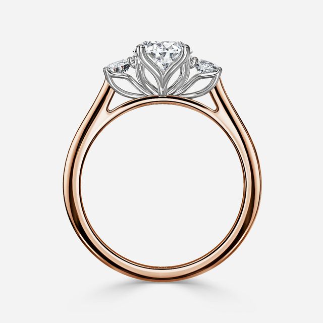 Rohini Rose Gold Two Tone Trilogy Engagement Ring