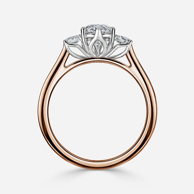 Rohini Rose Gold Two Tone Trilogy Engagement Ring
