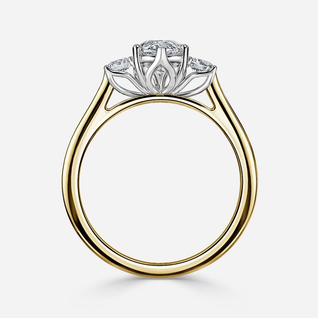 Rohini Yellow Gold Two Tone Trilogy Engagement Ring