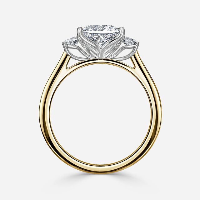 Rohini Yellow Gold Two Tone Trilogy Engagement Ring