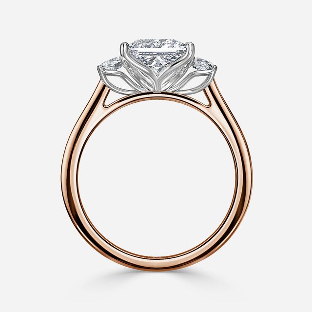 Rohini Rose Gold Two Tone Trilogy Engagement Ring