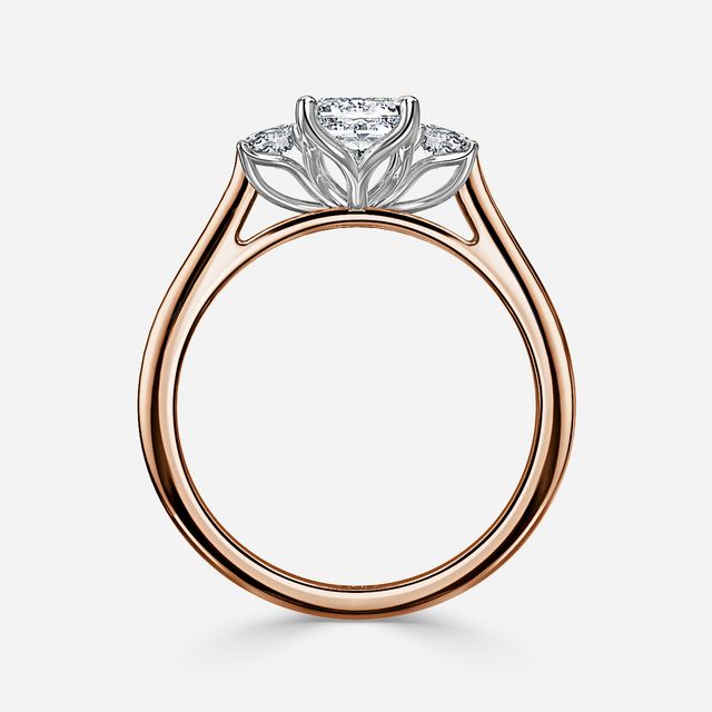 Rohini Rose Gold Two Tone Trilogy Engagement Ring