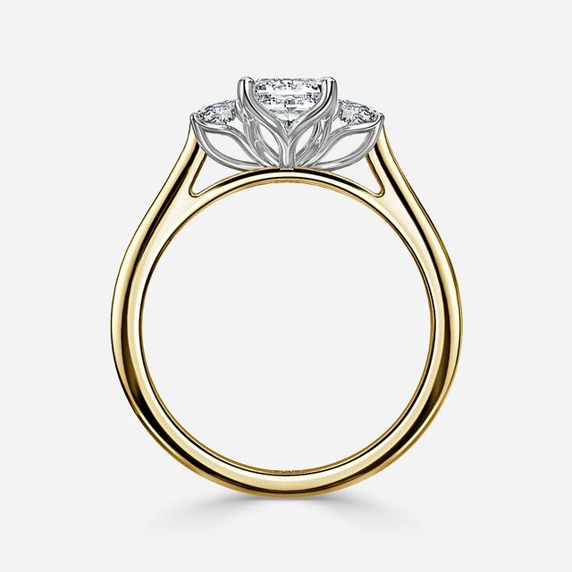 Rohini Yellow Gold Two Tone Trilogy Engagement Ring