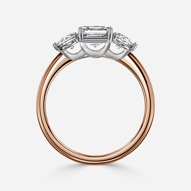 Trinity Rose Gold Two Tone Trilogy Engagement Ring