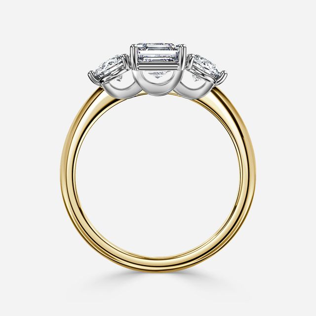Trinity Yellow Gold Two Tone Trilogy Engagement Ring