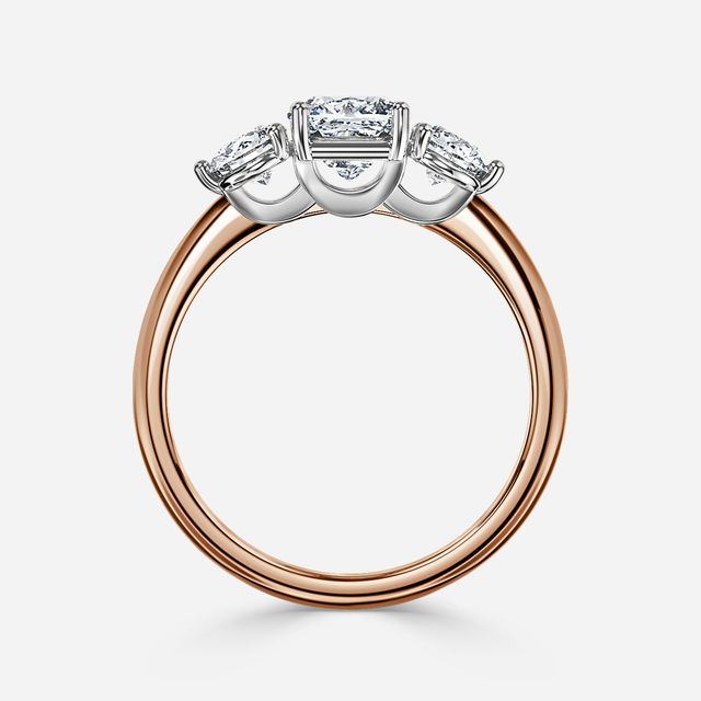 Trinity Rose Gold Two Tone Trilogy Engagement Ring