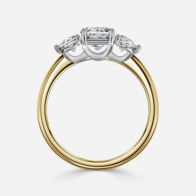 Trinity Yellow Gold Two Tone Trilogy Engagement Ring
