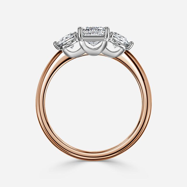 Trinity Rose Gold Two Tone Trilogy Engagement Ring