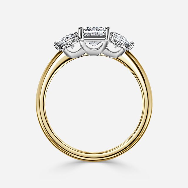Trinity Yellow Gold Two Tone Trilogy Engagement Ring