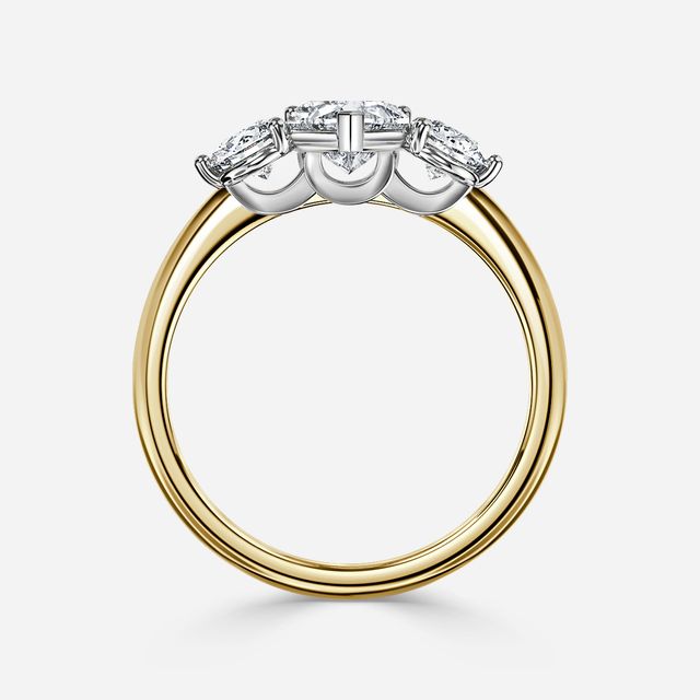 Trinity Yellow Gold Two Tone Trilogy Engagement Ring