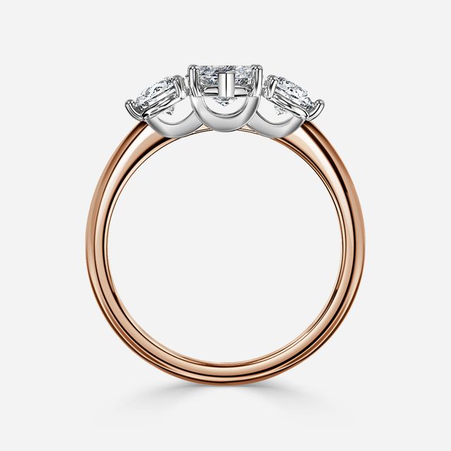 Trinity Rose Gold Two Tone Trilogy Engagement Ring