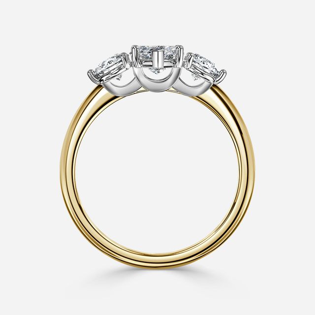 Trinity Yellow Gold Two Tone Trilogy Engagement Ring