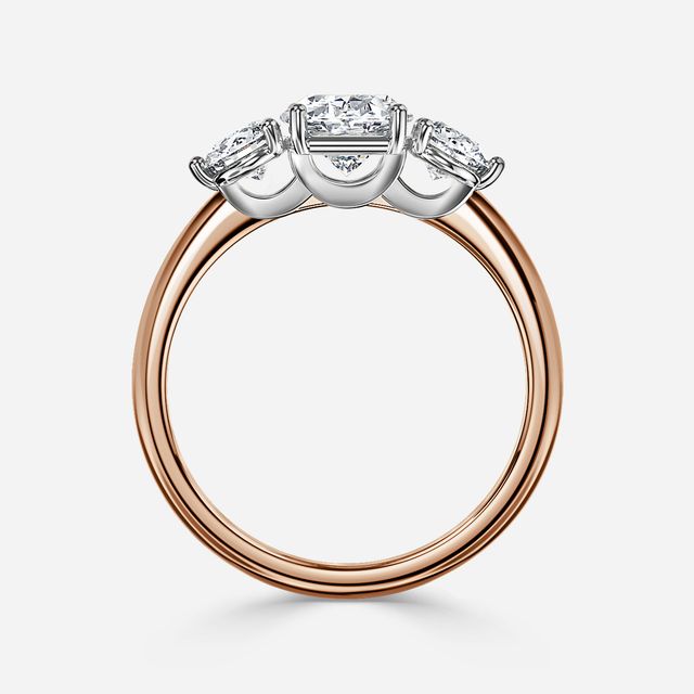 Trinity Rose Gold Two Tone Trilogy Engagement Ring
