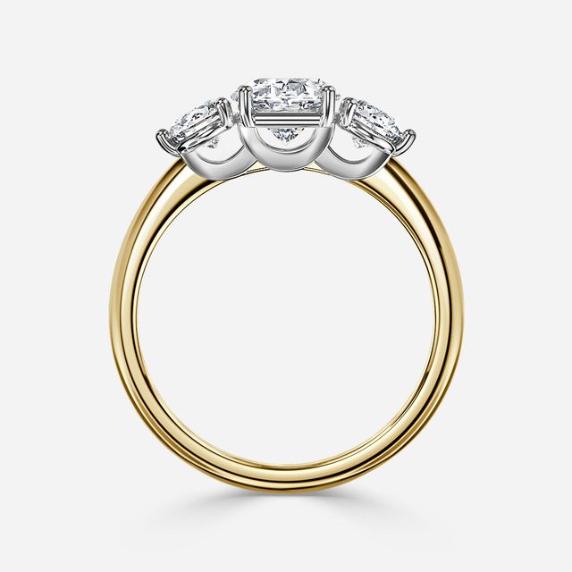 Trinity Yellow Gold Two Tone Trilogy Engagement Ring