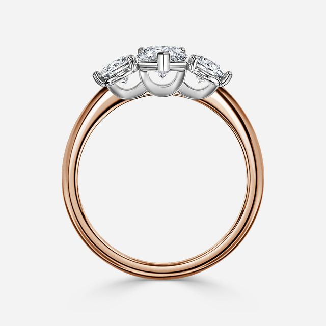 Trinity Rose Gold Two Tone Trilogy Engagement Ring