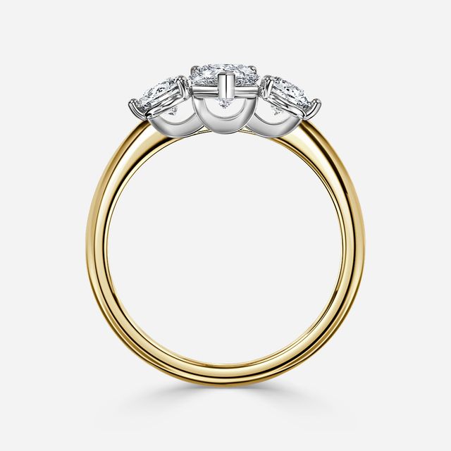 Trinity Yellow Gold Two Tone Trilogy Engagement Ring