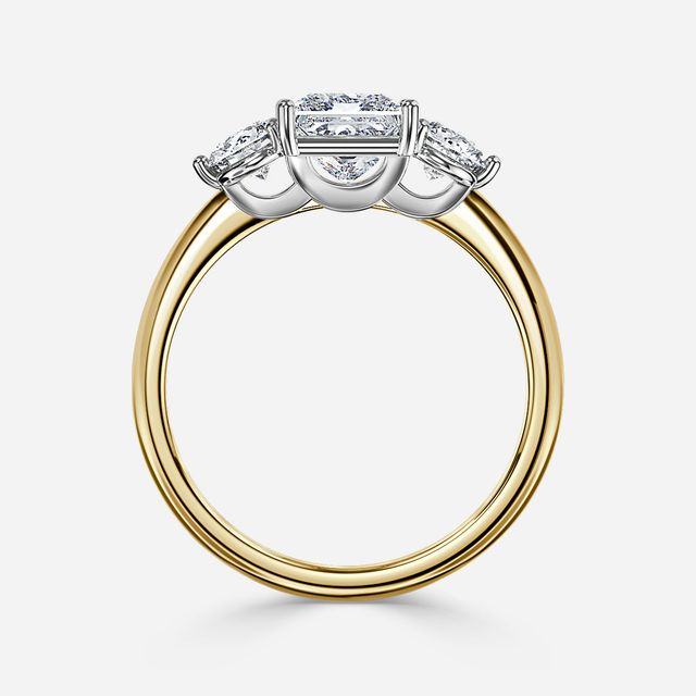 Trinity Yellow Gold Two Tone Trilogy Engagement Ring