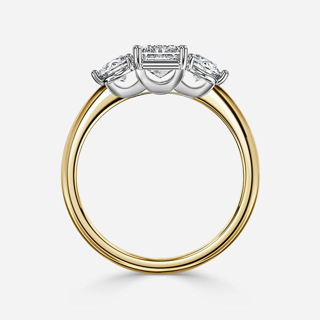 Trinity Yellow Gold Two Tone Trilogy Engagement Ring