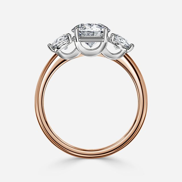 Trinity Rose Gold Two Tone Trilogy Engagement Ring