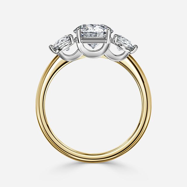 Trinity Yellow Gold Two Tone Trilogy Engagement Ring