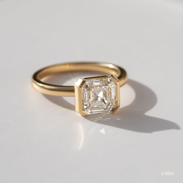 Avian Yellow Gold Bezel Set Modern Engagement Ring