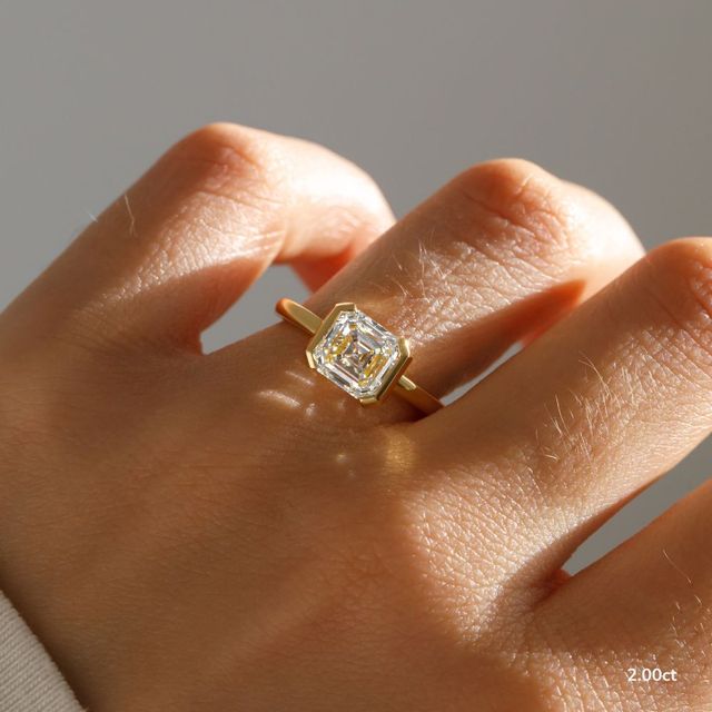 Avian Yellow Gold Bezel Set Modern Engagement Ring