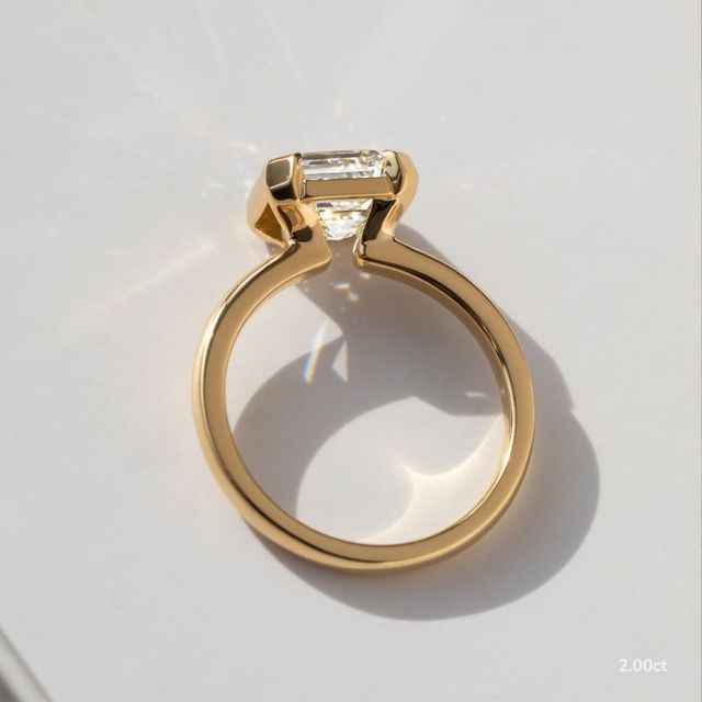 Avian Yellow Gold Bezel Set Modern Engagement Ring