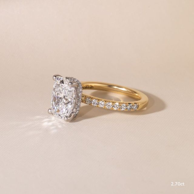 Samara Yellow Gold Two Tone Hidden Halo Engagement Ring