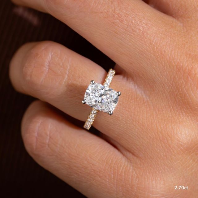 Samara Yellow Gold Two Tone Hidden Halo Engagement Ring