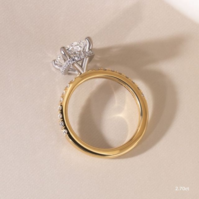 Samara Yellow Gold Two Tone Hidden Halo Engagement Ring