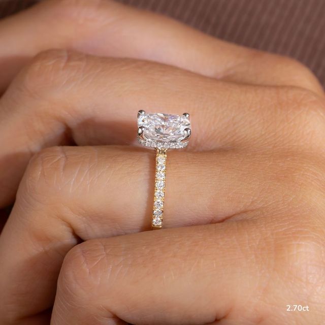 Samara Yellow Gold Two Tone Hidden Halo Engagement Ring