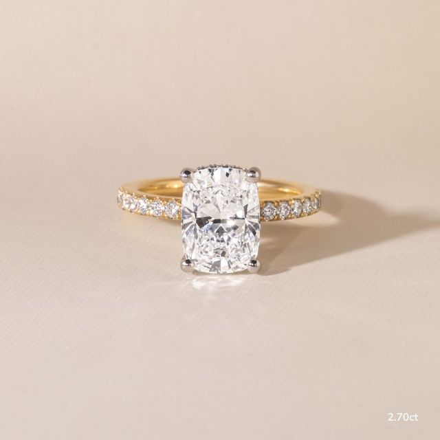 Samara Yellow Gold Two Tone Hidden Halo Engagement Ring