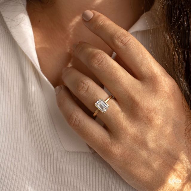 Avian Yellow Gold Bezel Set Modern Engagement Ring
