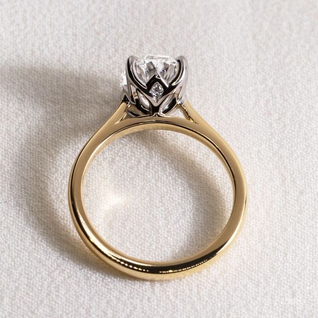 Aerin Yellow Gold Two Tone Solitaire Engagement Ring