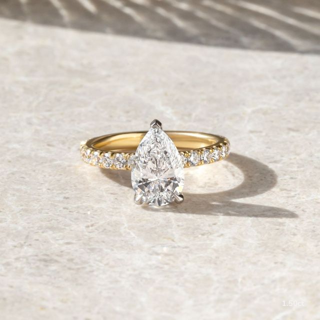 Sadie Petite Yellow Gold Two Tone Hidden Halo Engagement Ring