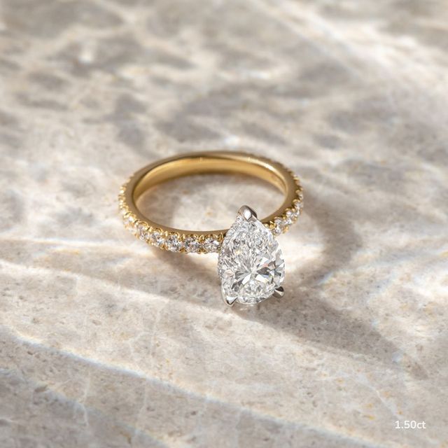 Sadie Petite Yellow Gold Two Tone Hidden Halo Engagement Ring
