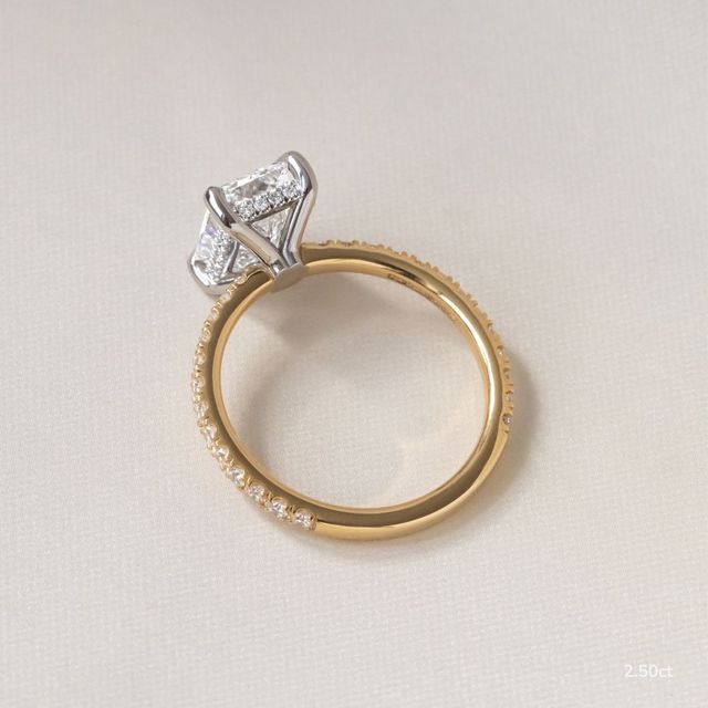 Sadie Petite Yellow Gold Two Tone Hidden Halo Engagement Ring