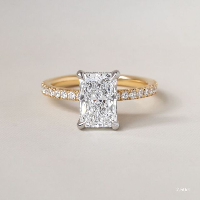 Sadie Petite Yellow Gold Two Tone Hidden Halo Engagement Ring