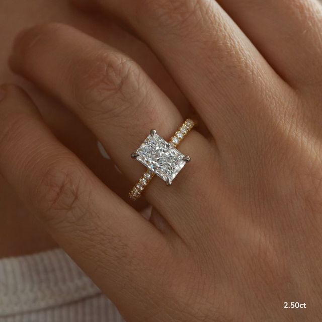 Sadie Petite Yellow Gold Two Tone Hidden Halo Engagement Ring