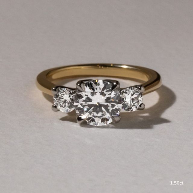Rohini Yellow Gold Two Tone Trilogy Engagement Ring